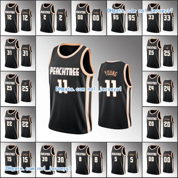 

atlanta hawks men trae young vince carter de andre hunter john collins kevin huerter nba black custom 2020 jersey
