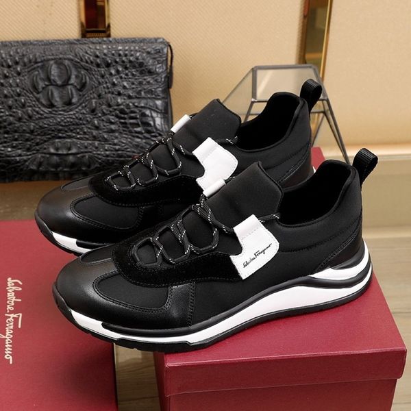 

2020 q1 fashion trend mens designer shoes leather breathable luxury shoes lace-up casual hiker shoes mens sneakers, Black