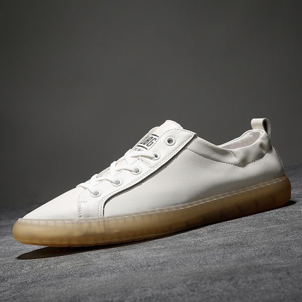 

2020 genuine leather shoes men sneakers fashion brand young men casual shoes flat cool male white tpr non-slip a2468, Black