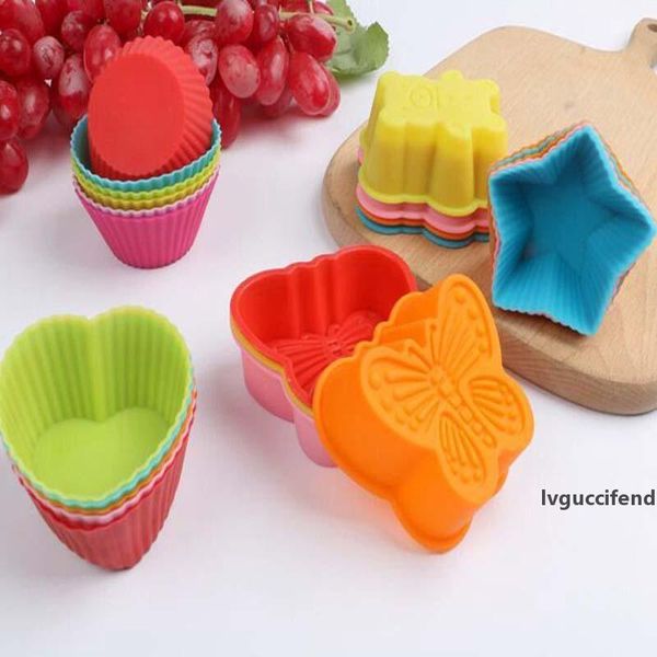 

silicone cake mould muffin baking cupcake chocolate mold kitchen tools round heart butterfly bear star optional yw509