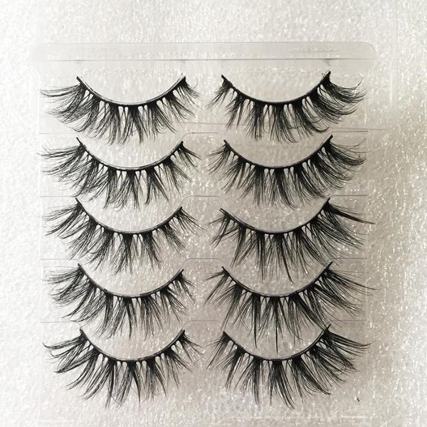 

false eyelashes 5 pairs 3d mink natural winged lashes soft fake extension makeup tools