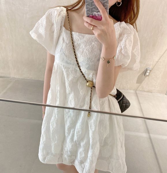 

zichuan summer 2020 new women's square collar loose slimming skirt shoulder dress dress skirt fashion 1208, Black;gray