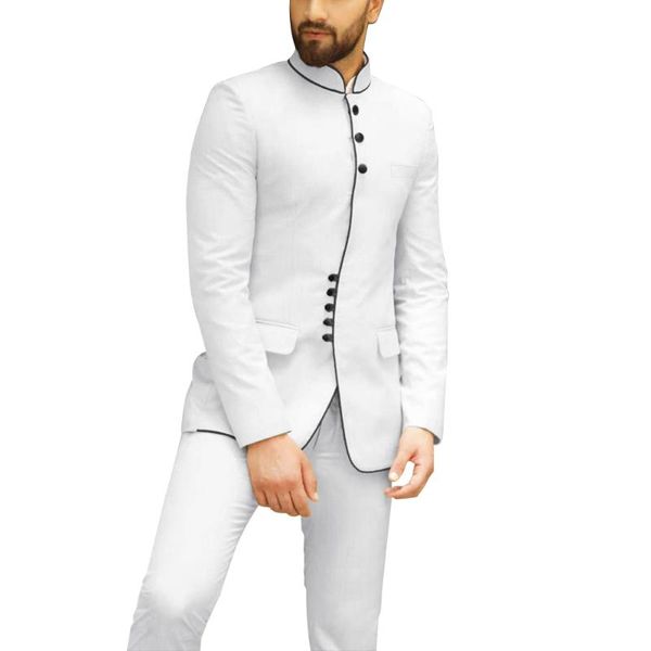 

brand new men suits white groom tuxedos mandarin lapel groomsmen 2 pieces wedding/prom man ( jacket+pants+tie ) d1, White;black