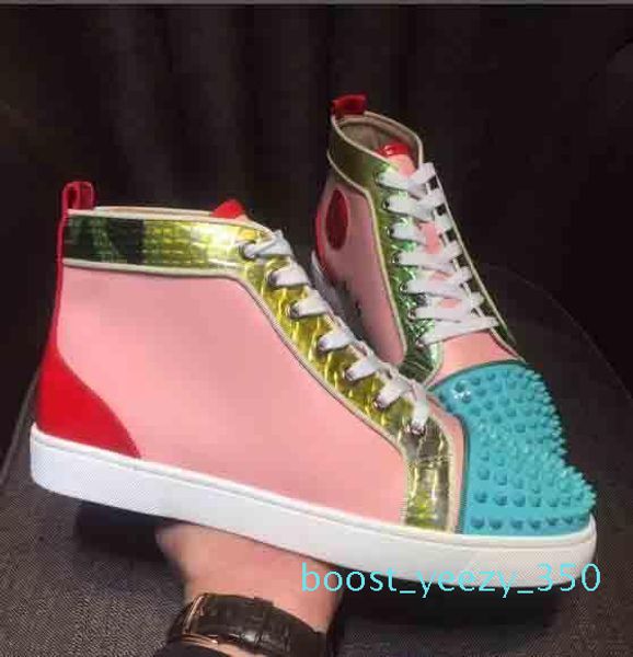 

real picture red bottom sneakers for men luxury red yellow spikes fashion casual mens womens shoes designer leisure trainers footwear b35, Black