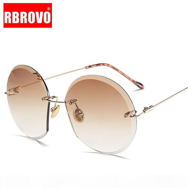 

rbrovo 2020 ocean lens sunglasses women classic brand designer men women alloy rimless sun glasses women uv400 box goggle, White;black
