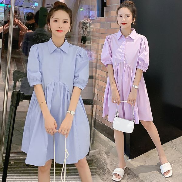 

maternity dresses 1868# dress summer button nursing cotton short sleeve loose stylish for pregnant women mom, White