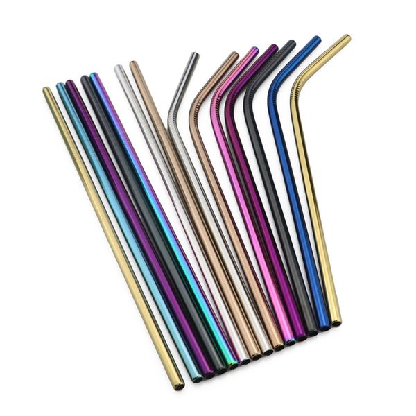 

4pcs/set metal straw set reusable 304 stainless steel drinking straw with brush eco-friendly straw for mugs