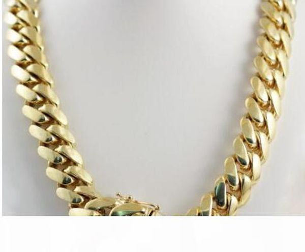 

14k yellow gold plated men&039;s heavy miami cuban chain necklace 24" 14mm, Silver