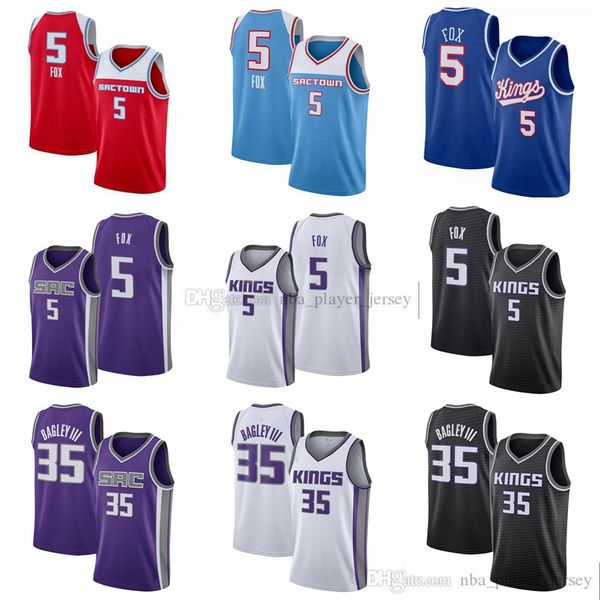 

men sacramento kings nba de'aaron fox 35 bagley 55 williams 16 stojakovic 2019/20 finished player jersey, Black;red
