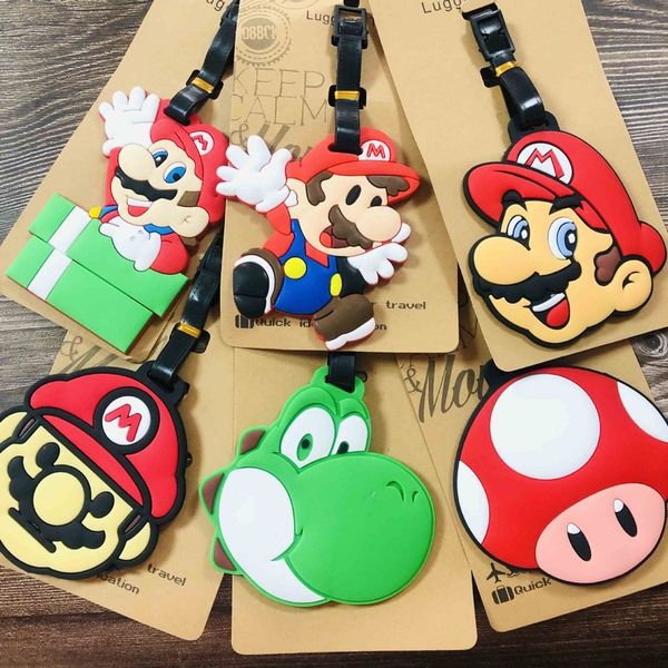 

super mario bros pvc keychain cartoon key chain creative kids keyring cute women key ring man funny porte clef girls luggage tag, Silver