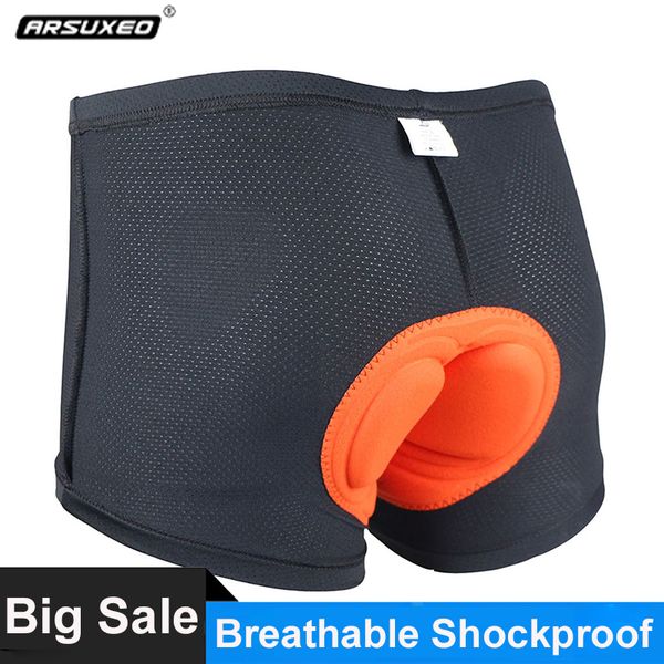 

arsuxeo cycling underwear pro 3d padded shockproof black underpant breathable bicycle bike underwear cycling shorts for man