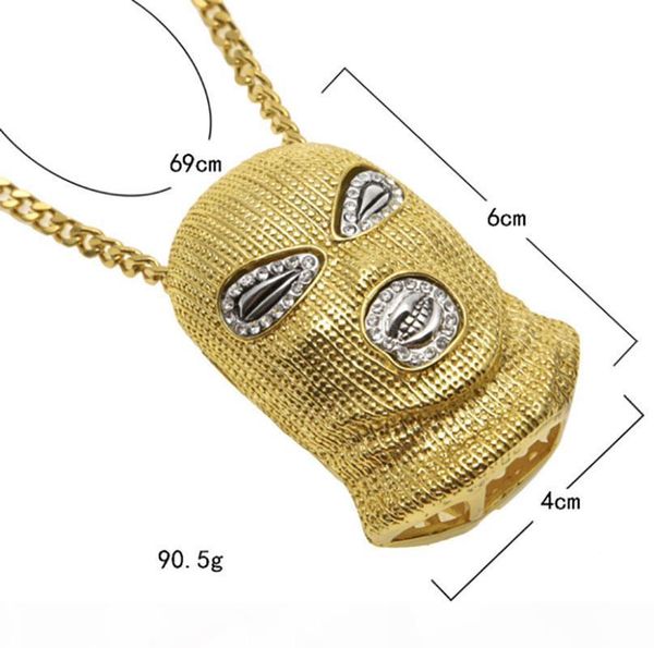 

o mens punk style 18k alloy gold silver plamask head charm pendant hip hop csgo pendant necklace cuban chain