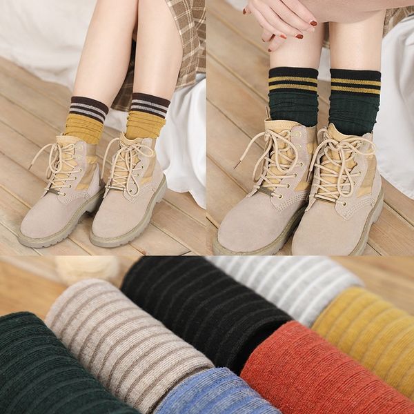 

long tube women's cotton warm medium stockings stockings fashion casual women's medium tube stacked socks warm long socks, Pink;yellow
