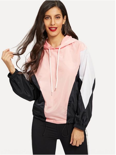 

jznvw трех- шить с капюшоном на молнию шнурок солнцезащитного контраста трехцветного топ балахон пальто с капюшоном hoodiestitching шнурок м, Black;brown