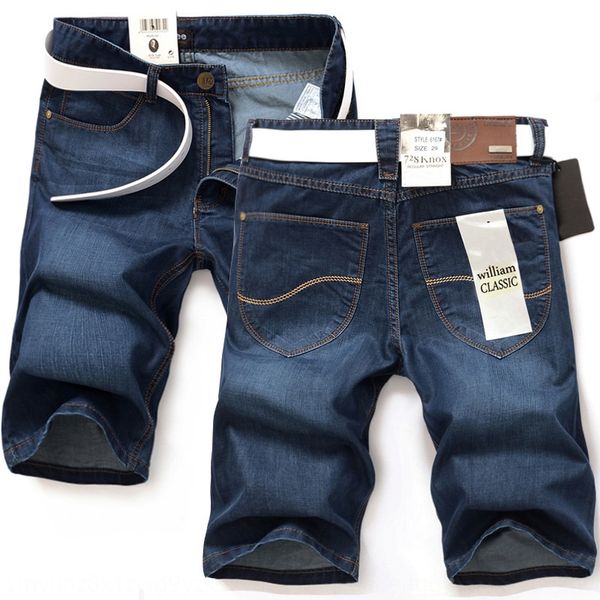 

thin denim korean slim middle pants men's thin denim korean shorts and shorts slim men's 5-point and 5-point middle pants, Blue