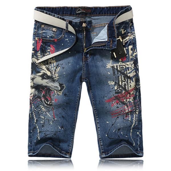 

2020 mens designer clothes new fashion ripped skinny denim biker jeans short men hip hop pants givency printing fear of god short pants, Blue