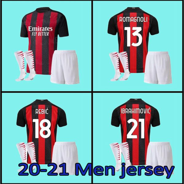 

2021 milan ibrahimovic soccer jerseys shorts and socks piatek paqueta theo rebic football shirts men kits uniforms, Black