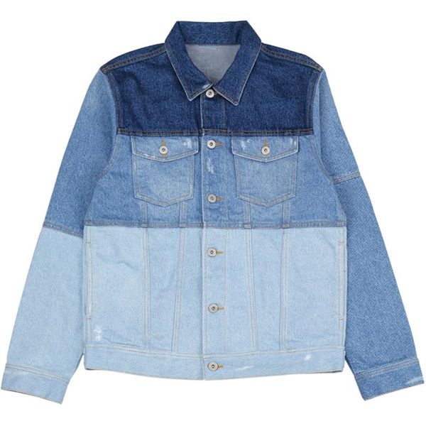 

мужские куртки мода slim fit триколор строчка hit цвет джинсовой куртки пальто high street casual промытые ретро outwear s-xxl, Black;brown