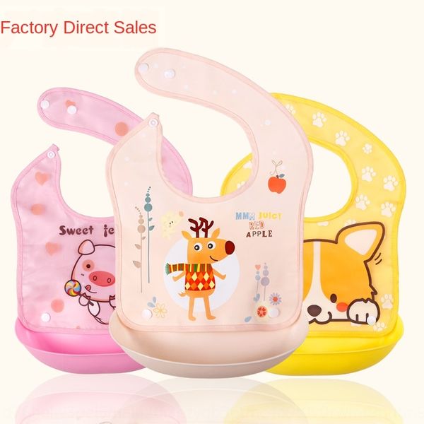 

lxvtr baby children's three-dimensional detachable silicone saliva towel bib waterproof bib wash-saliva towel eva rice pocket imitation