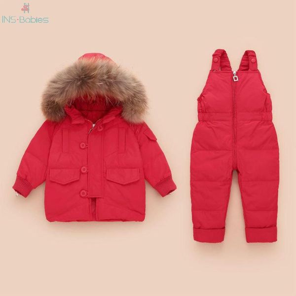 

baby down jacket sets for girls winter hooded snowsuits down jackets for girls outwear kids clothes winter children's snowsuits, White