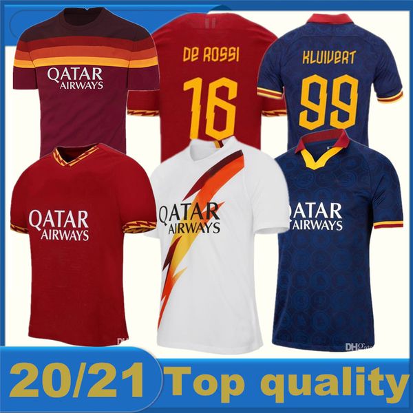 

soccer jersey as de rossi dzeko zaniolo totti perotti jerseys 20 21 football shirts 2020 2021 men + kids kit uniforms maillot, Black;yellow