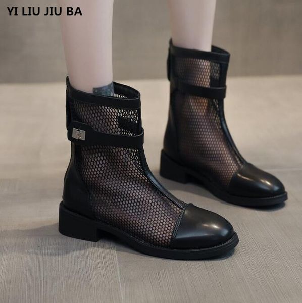 

осень лета женская обувь середины пятки молния дышащая сетка повседневная обувь сандалии женщин женщина ходьбе mujer де zapatos, Black