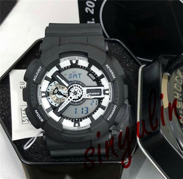 

relojes mujer men's sport g style watches multifunctional automatic light classic luxury men's sports watch 110 black white watche, Slivery;brown