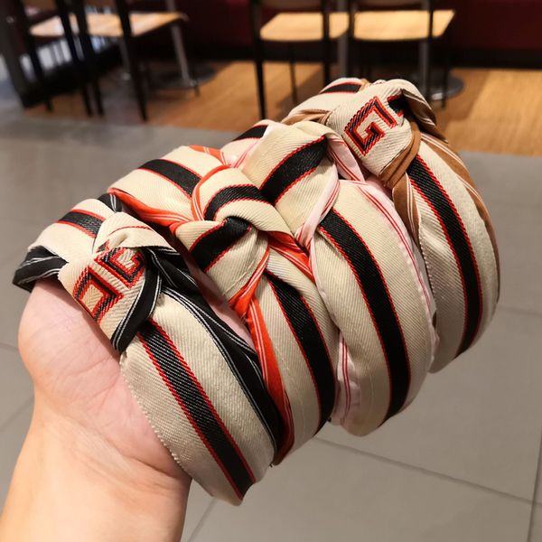 

japanese and korean version of the headdress knotted headband british college wind stripe hair band color matching wide-edge hairpin dhl, Silver