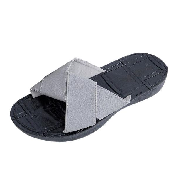 

sagace casual summer men cross-strap slippers open toe non-slip low-heeled beach breathable slip-on outdoor solid color slippers, Black