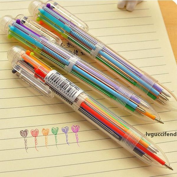 

1pcs 6 in 1 colorful pens novelty multicolor ballpoint pen press red pen multifunction stationery school supplies, Blue;orange