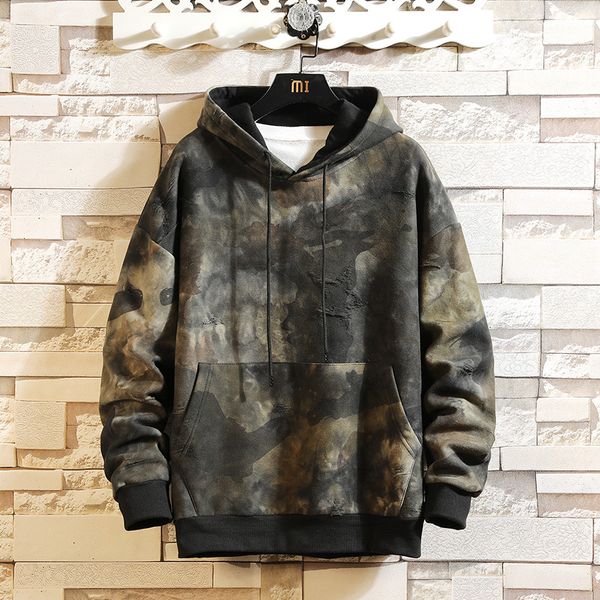 

man's hoodies men 2020 graffiti sweatshirt oversized harajuku camouflage hip hop japanese streetwear hoodie for men, Black