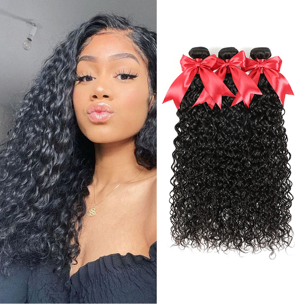 

type deep wave bundles with closure remy brazilian hair natural human hair bundles with closure, Black