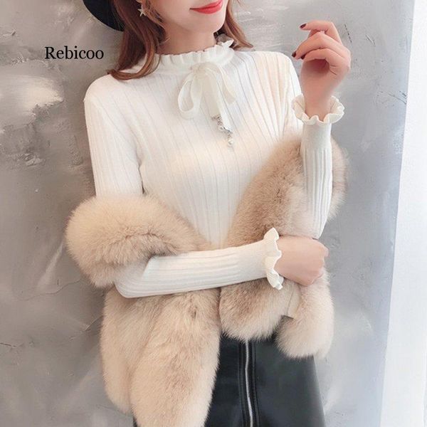 

women's sweaters autumn knitted sweater women 2021 winter long sleeve knitwear feminino elastic basic korean style pullover mujer, White;black