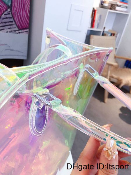 

the new 2020 female dazzle colour presbyopic transparent portable laser bag shoulder bags handbags women girls totes package