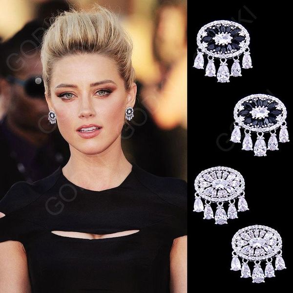 

godki lucky evil eye tears full mirco paved microl zirconia naija wedding earring fashion jewelry t200225, Silver