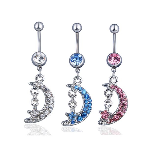 

d0507 ( 4 colors) belly button navel rings body piercing jewelry dangle fashion charm claw chain cz stone 10pcs/lot, Silver