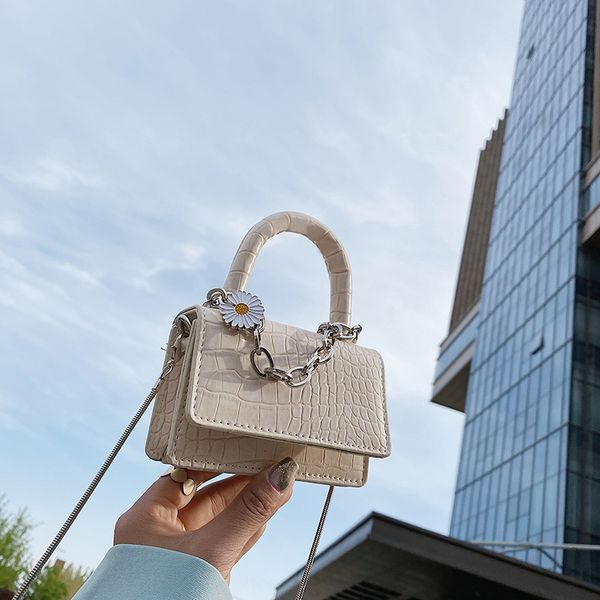 

p64zp small 2020 new online celebrity advanced feeling summer mini solid color chain crocodile pattern fashion shoulder shoulder bag messeng, White