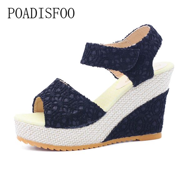

dress shoes ltarta 2021 summer mesh fish mouth slope with women's sandals .hykl-3376, Black