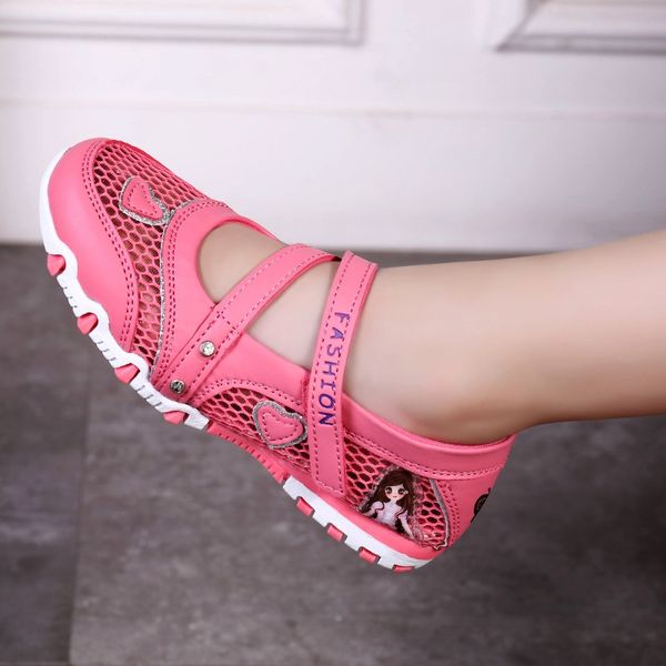

children's single girlsprincess cartoon mesh sports comfortable beach sports shoes light mesh shoes fashion, Black