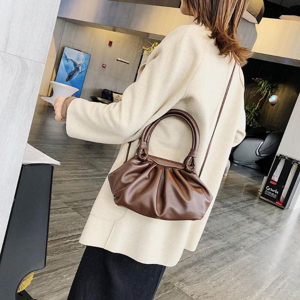 

casual solid color cloud shaped handle bags female fashion pu leather crossbody simple small shoulder handbags