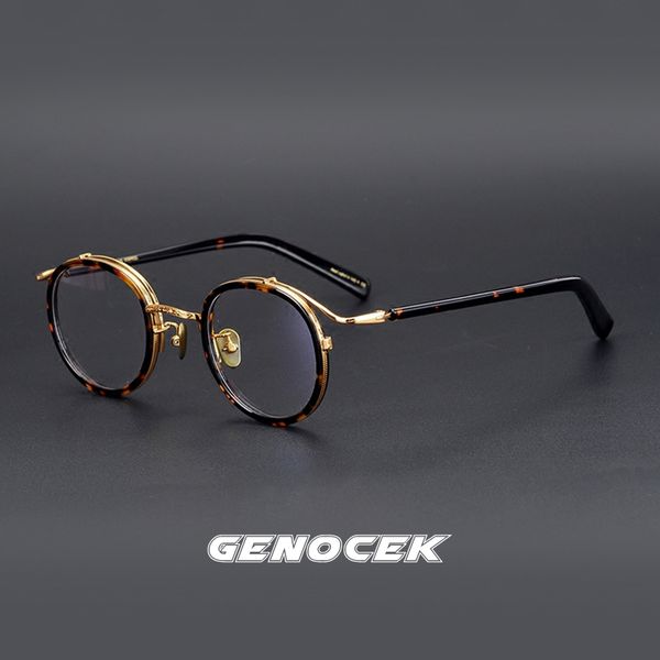 

2020 new luxury round acetate titanium glasses frame men women brand designer optical spectacles myopia eyeglasses frame eyewear, Black