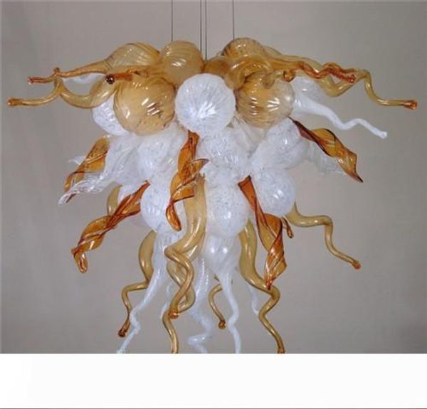 

ac 110v-240v hand blown glass chandelier light white and amber borosilicate glass european chandelier