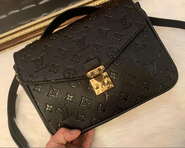 

2020 genuine black embossed leather women's handbag shoulder bags crossbody bags messenger bag