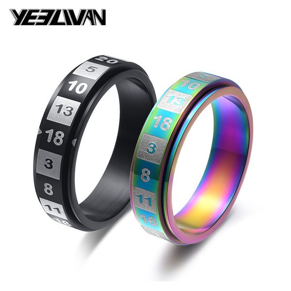 

6mm figure colorful black spinner rings dull polish stainless steel rings for women fashion lucky jewelry gifts, Golden;silver
