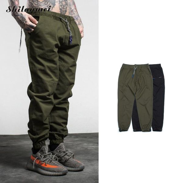 

men's cargo pants letter print 2020 casual male sweat pants tactical long trousers black green mens joggers streetwear
