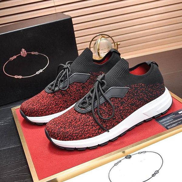

new arrival prax 01 knit fabric sneakers mens shoes zapatos de hombre vintage footwears lightweight luxury design lace -up causal me, Black