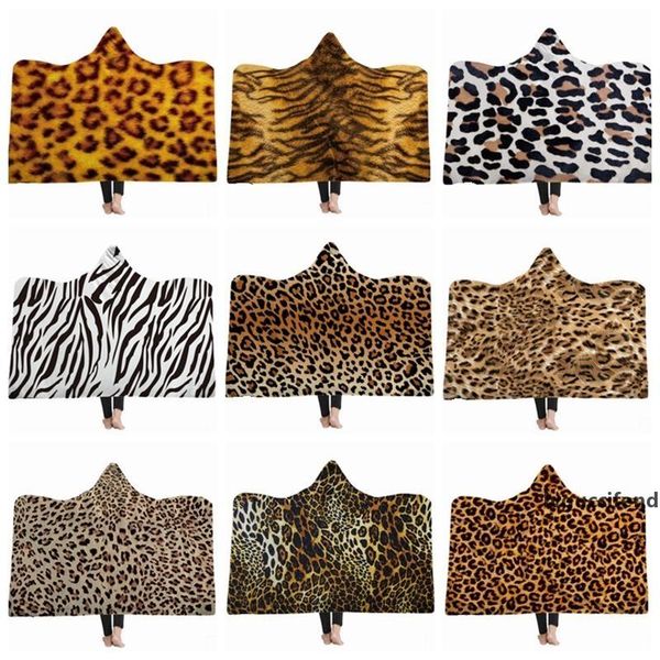 

leopard hooded blanket tiger pattern fleece blankets kids throw blanket winter sofa bedding supplies christmas gift 18 designs 5pcs yw1719