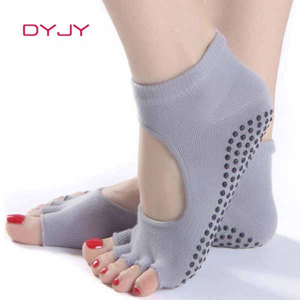 

sports socks dyjy 1 pair women yoga anti slip for lady gym fitness cotton pilates sock professional slippers dance protector, Black