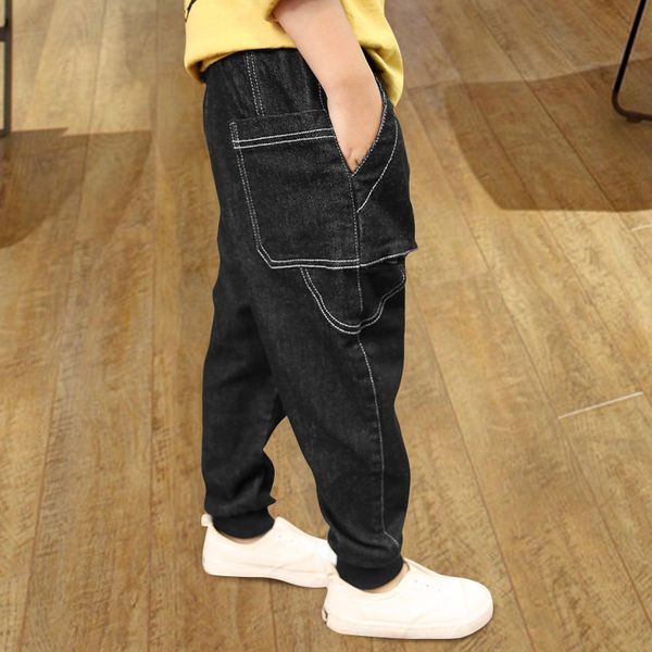 

hpwft boys' jeans autumn 2020 spring and thickened for children casual panty autumn korean style children's medium and large child, Blue