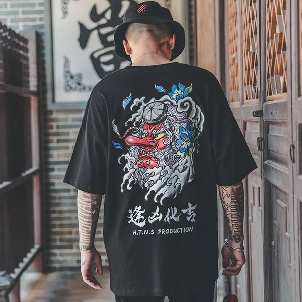 

januarysnow hip hop t shirt men japan devil t-shirt harajuku tshirt streetwear casual short sleeve summer cool black t shirt boys, White;black